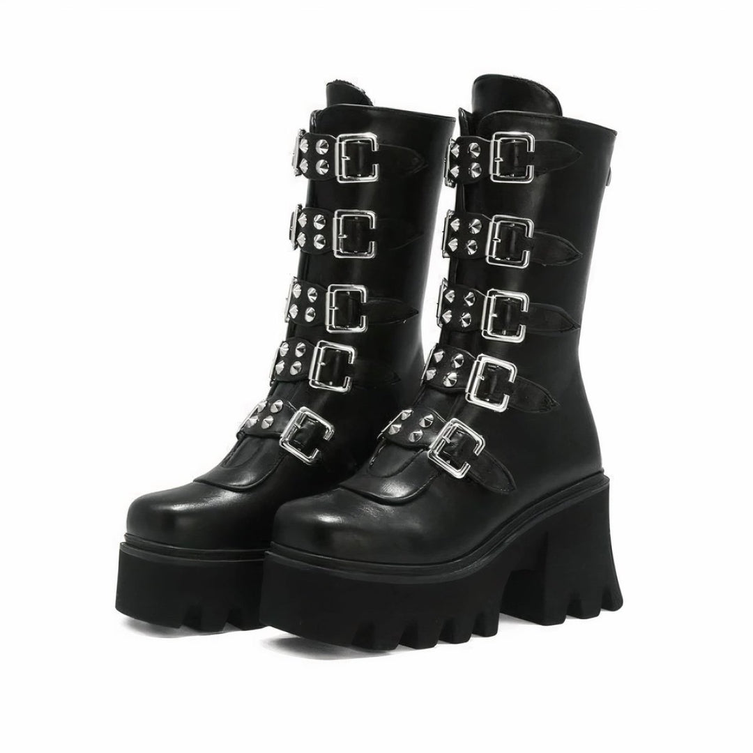 Punk Stijl Damesschoenen Veterhak Platform Schoenen Dames Rock Laarzen Metalen Decor Dames Sneakers kopen vanaf een prijs van 52